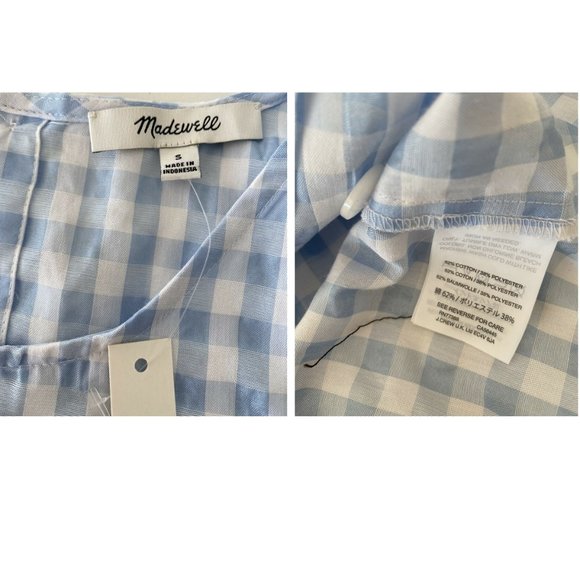 NWT Madewell Button-Back Tie Tee in Gingham Check - Picture 8 of 8